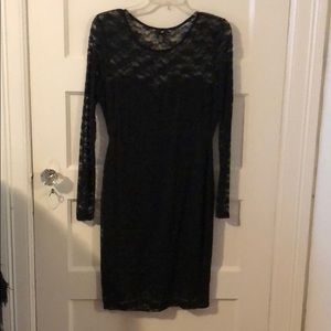 Black Lace long sleeve dress w lining.NWT